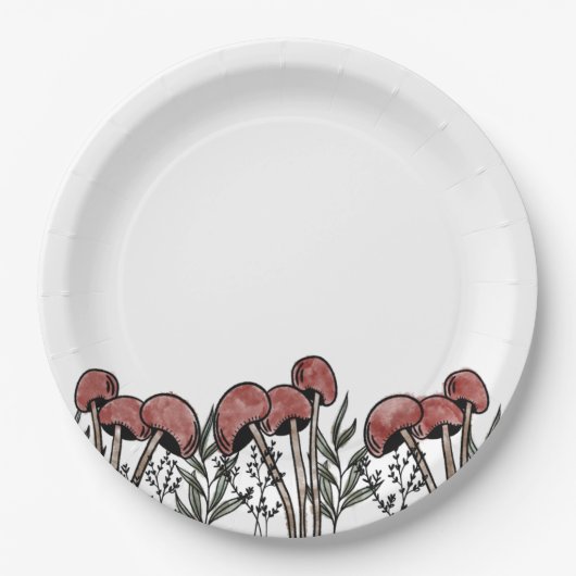 Assiettes En Carton Casquettes de champignons rouges (Devant)