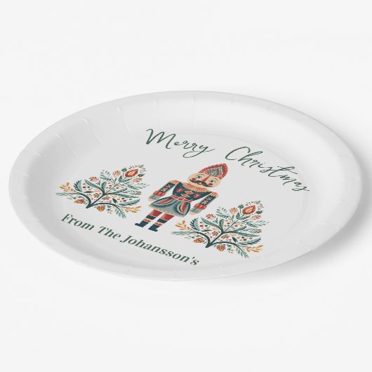 Assiettes En Carton Casse-noisette scandinave Nom personnalisé Noël (Angle)