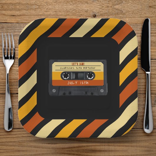Assiettes En Carton Cassette Bande Rétro Anniversaire Fête