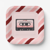 Assiettes En Carton Cassette Bande rose Retro Anniversaire (Recto)
