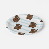 Assiettes En Carton Castor sur bandes bleues (Angle)