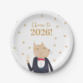 Assiettes En Carton Cat Cheers to 2026 New Year (Devant)