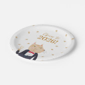 Assiettes En Carton Cat Cheers to 2026 New Year (Angle)