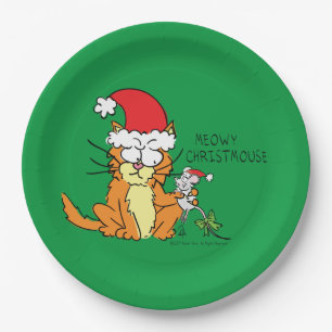 Assiettes En Carton Cat Christmas Drôle Cartoon Mouse mignonne