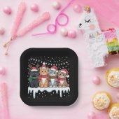 Assiettes En Carton Cat Christmas Light Reindeer Santa Cat Lover (Fête)