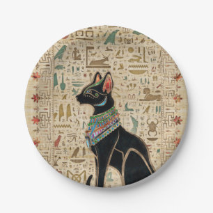 Assiettes En Carton Cat égyptien - Bastet sur le papyrus
