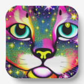 Assiettes En Carton Cat Face Close Pop Art (Recto)