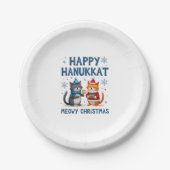 Assiettes En Carton Cat Merry Christmas Happy Hanukkah Jewish Christia (Devant)