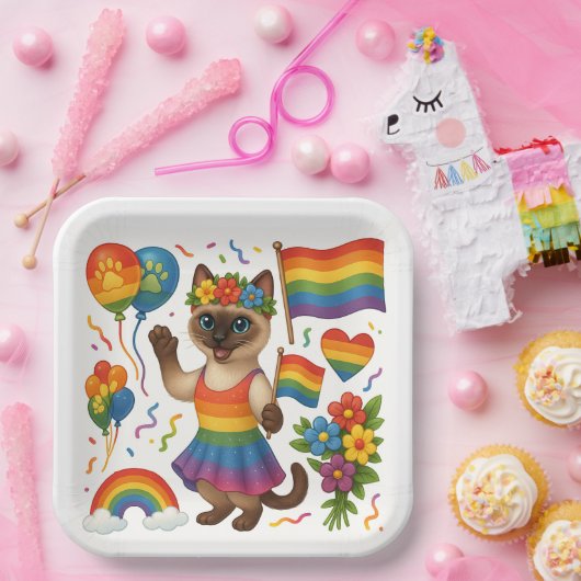Assiettes En Carton Cat Pride Paws Pride d'inspiration chat LGBTQ (Fête)