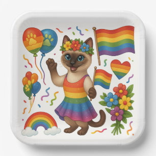 Assiettes En Carton Cat Pride Paws Pride d'inspiration chat LGBTQ