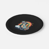 Assiettes En Carton Cat Riding Dinosaur T-Rex Kitten Rainbow Dino Funn (Angle)