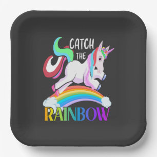 Assiettes En Carton Catch the Rainbow - Unicorn Designs-15989