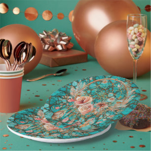 Assiettes En Carton Catcher de rêve Turquoise
