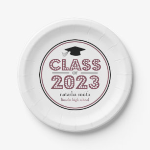 Assiettes En Carton Catégorie De 2023 Plaques De Graduation (Maroon)
