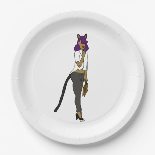 Assiettes En Carton catgirl (Devant)