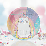 Assiettes En Carton Caticorn Cat Meow-Gical Birthday Kid<br><div class="desc">Magical Caticorn meow-gical Birthday line pour filles à tout âge. Cute,  arc-en-ciel pastel avec la licorne du chat et les étoiles. D'autres fournitures de partie sont également disponibles. Tous modifiables !</div>