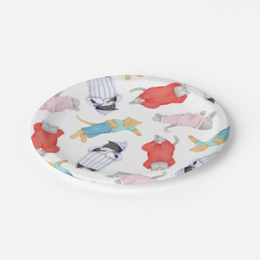 Assiettes En Carton CATS PAJAMAS Plaques rondes en papier (Angle)