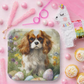 Assiettes En Carton Cavalier King Charles Spaniel avec Oeufs de Pâques (Fête)