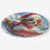 Assiettes En Carton Cavalier King Charles Spaniel Chien Sledge Noël (Angle)