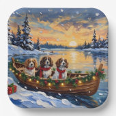 Assiettes En Carton Cavalier King Charles Spaniel Christmas Boat (Recto)