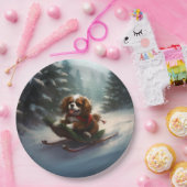 Assiettes En Carton Cavalier King Charles Spaniel neige de Noël (Fête)