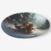 Assiettes En Carton Cavalier King Charles Spaniel neige de Noël (Angle)