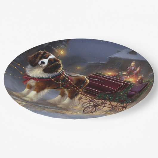 Assiettes En Carton Cavalier King Charles Spaniel Noël Festive (Angle)