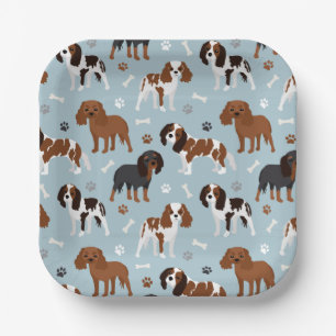 Assiettes En Carton Cavalier King Charles Spaniel Paws and Bones