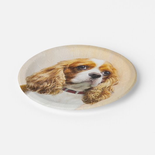 Assiettes En Carton Cavalier King Charles Spaniel Peinture originale (Angle)