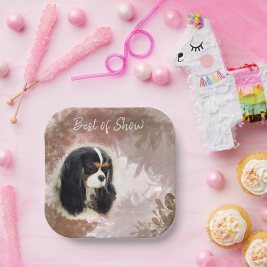 Assiettes En Carton Cavalier King Charles Spaniel - Tri, Plaque (Fête)