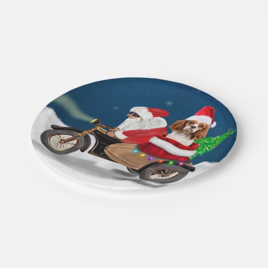 Assiettes En Carton Cavalier King Chien Noël Père Noël (Angle)