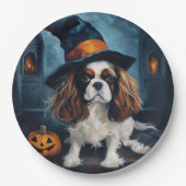 Assiettes En Carton Cavalier King Citrouilles Halloween effrayant (Devant)