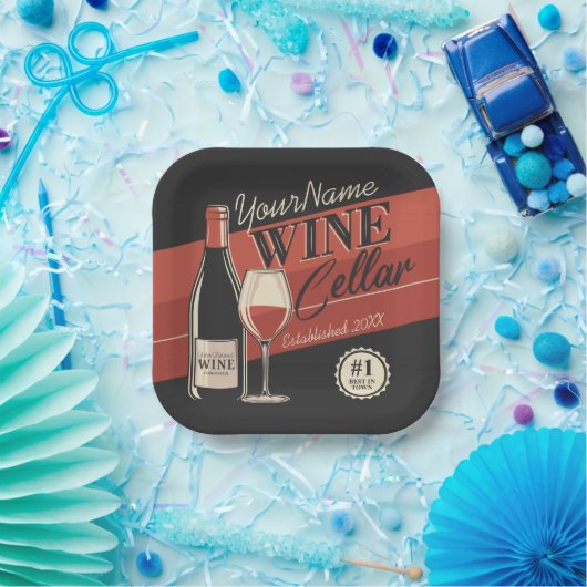 Assiettes En Carton Cave à vin personnalisée Bouteille Salle de dégust (Fête)