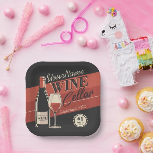Assiettes En Carton Cave à vin personnalisée Bouteille Salle de dégust (Fête)