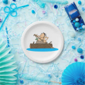 Assiettes En Carton Caveman En Canoë (Fête)