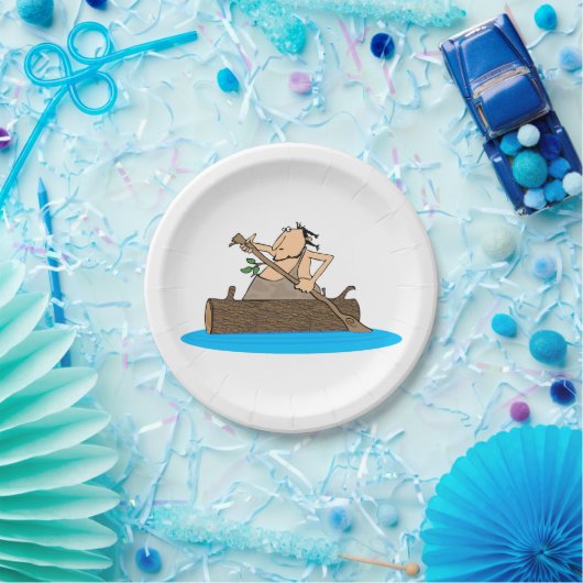 Assiettes En Carton Caveman En Canoë (Fête)