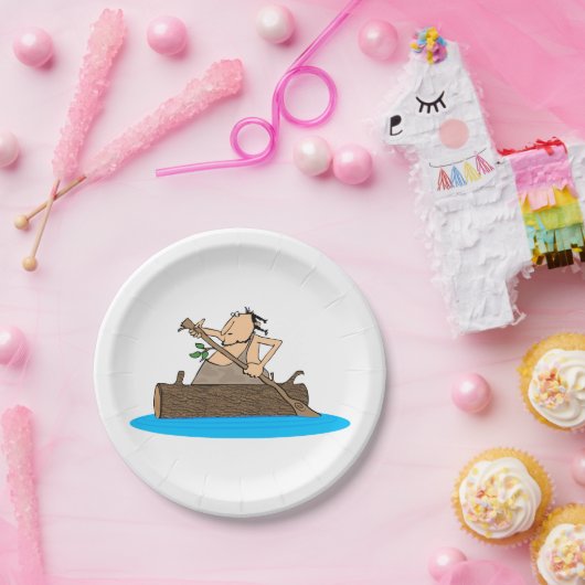 Assiettes En Carton Caveman En Canoë (Fête)