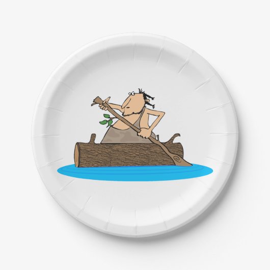 Assiettes En Carton Caveman En Canoë (Devant)