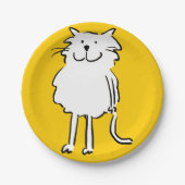Assiettes En Carton Ce dessin de chat. Chat sur une plaque jaune (Devant)