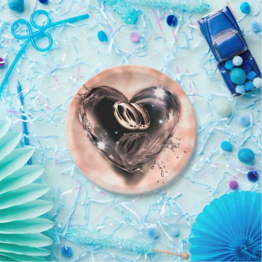 Assiettes En Carton Ce Que Dieu A Mis Ensemble Mariage Rose (Argent) (Fête)