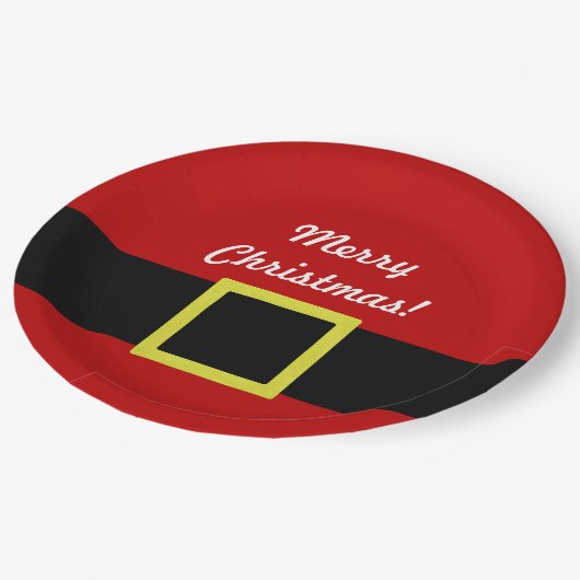 Assiettes En Carton Ceinture de Père Noël| Fêtes de Noël| Personnalisé (Angle)