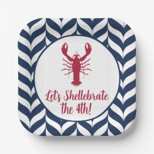Assiettes En Carton Célébration côtière patriotique du 4 juillet Shell