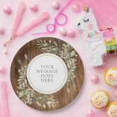 Assiettes En Carton Célébration de feuilles de verdure aquarelle rusti (Fête)