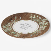 Assiettes En Carton Célébration de feuilles de verdure aquarelle rusti (Angle)