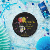 Assiettes En Carton Célébration de la retraite Vin pétillant Noir (Fête)