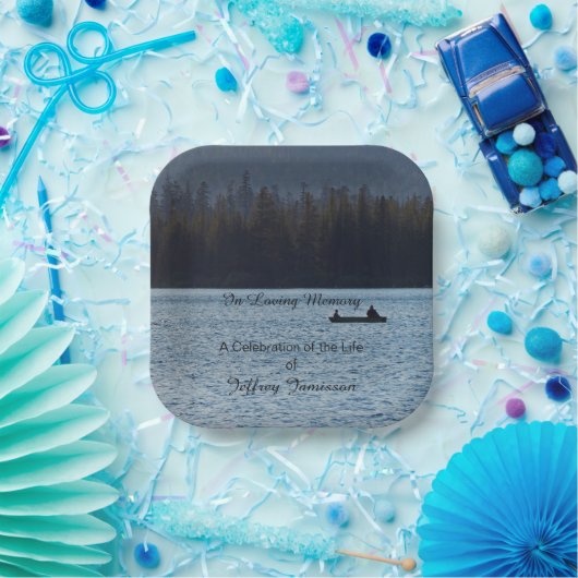 Assiettes En Carton Célébration de la vie, Nom, Fishermen Lake, Carré (Fête)