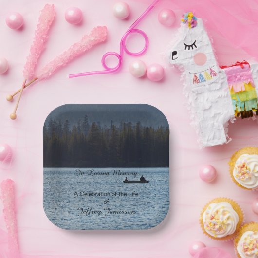 Assiettes En Carton Célébration de la vie, Nom, Fishermen Lake, Carré (Fête)