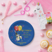 Assiettes En Carton Célébration de retraite Vin pétillant Bleu (Fête)