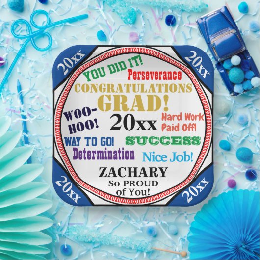 Assiettes En Carton Célébration des diplômes Personnaliser les couleur (Fête)