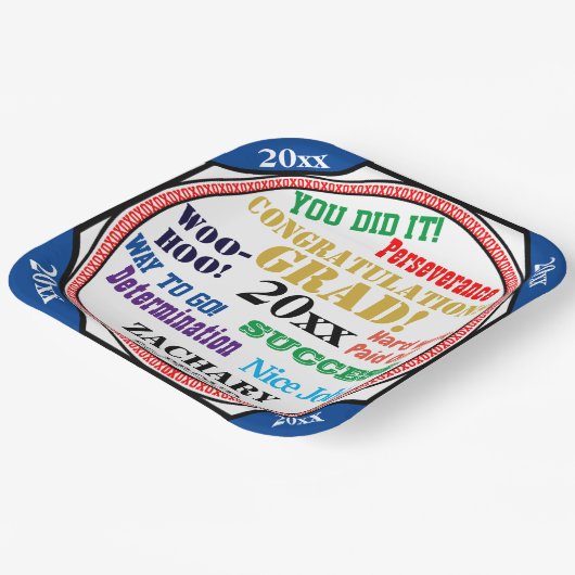 Assiettes En Carton Célébration des diplômes Personnaliser les couleur (Angulaire)